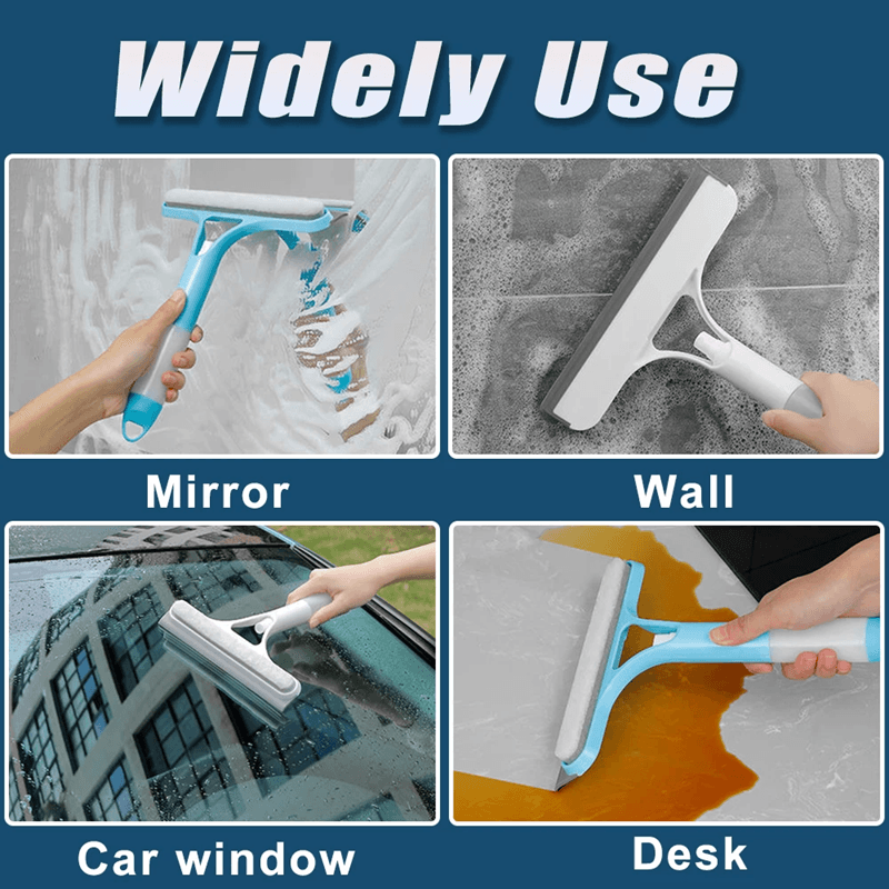 3 in 1 Window Cleaning Squeegee with Spray Bottle and Microfiber Scrubber