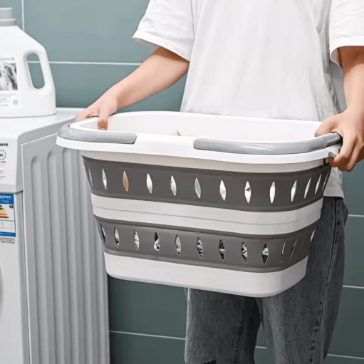 Collapsible Oval Laundry Basket with Handles Space Saving Washing Tub