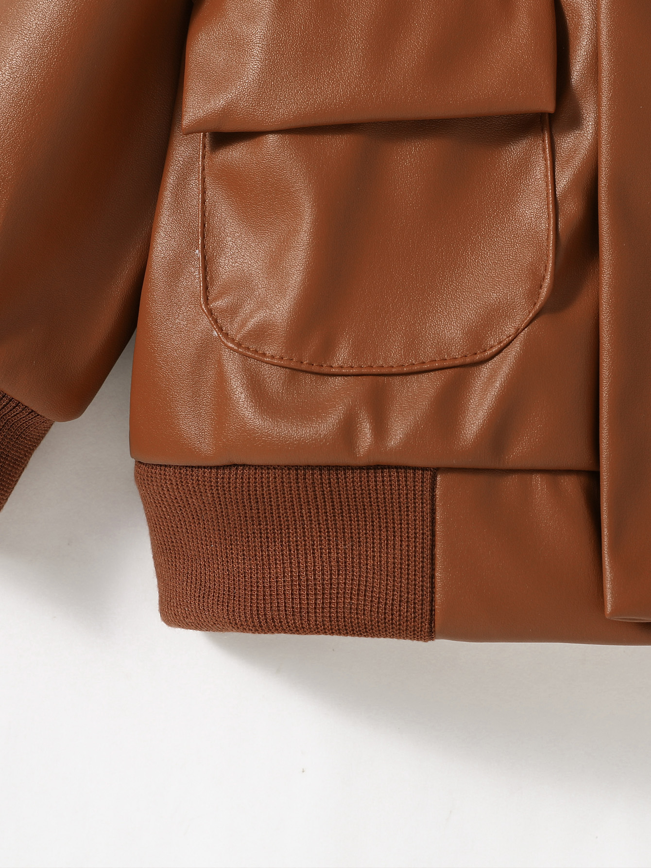 2024 New Baby Boys PU Leather Jacket, 1-3Y Fall Winter Leather Coat with Turn-Down Collar, Zipper, Fashion Outwear