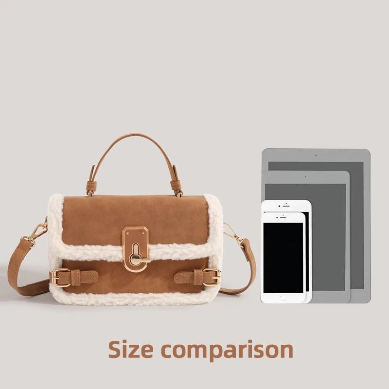Autumn and Winter Plush Patchwork Commuter Bag