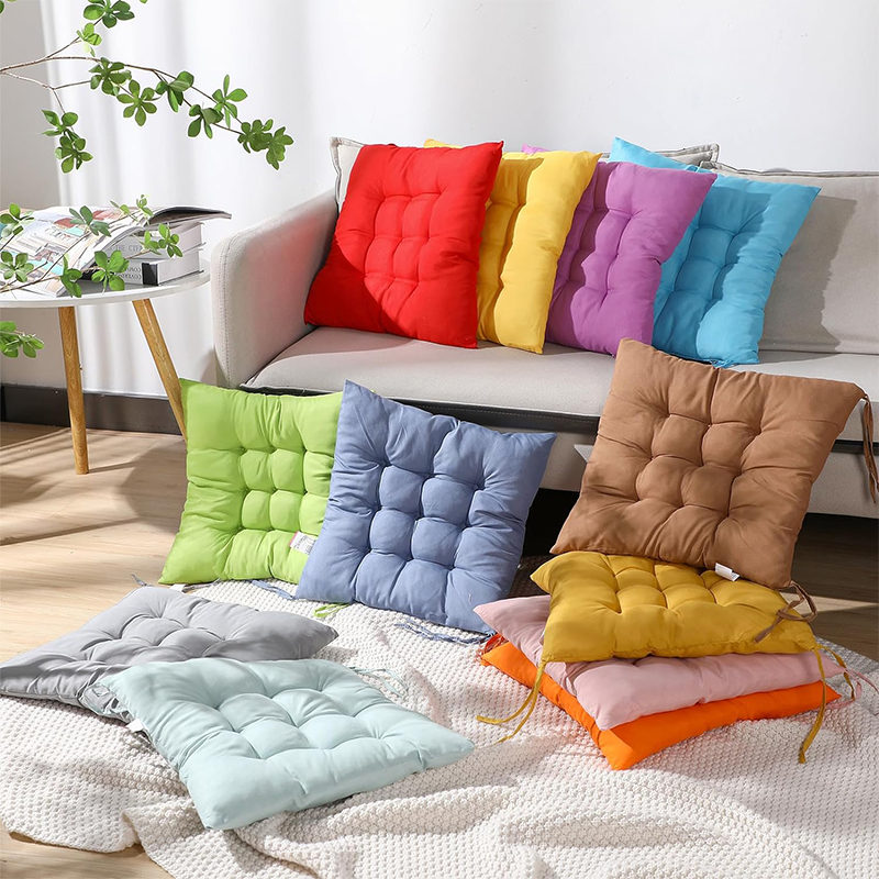 Chair Pads Cushions for Dining Chairs with Ties – Square Floor Pillows for Meditation & Flexible Seating