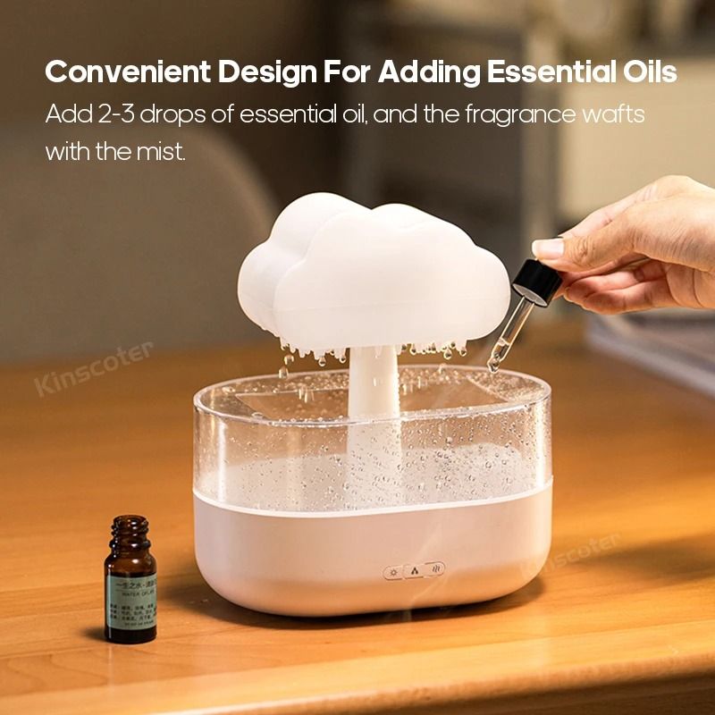 Zen Rain Cloud Aroma Diffuser And Air Humidifier With Raindrop Effect