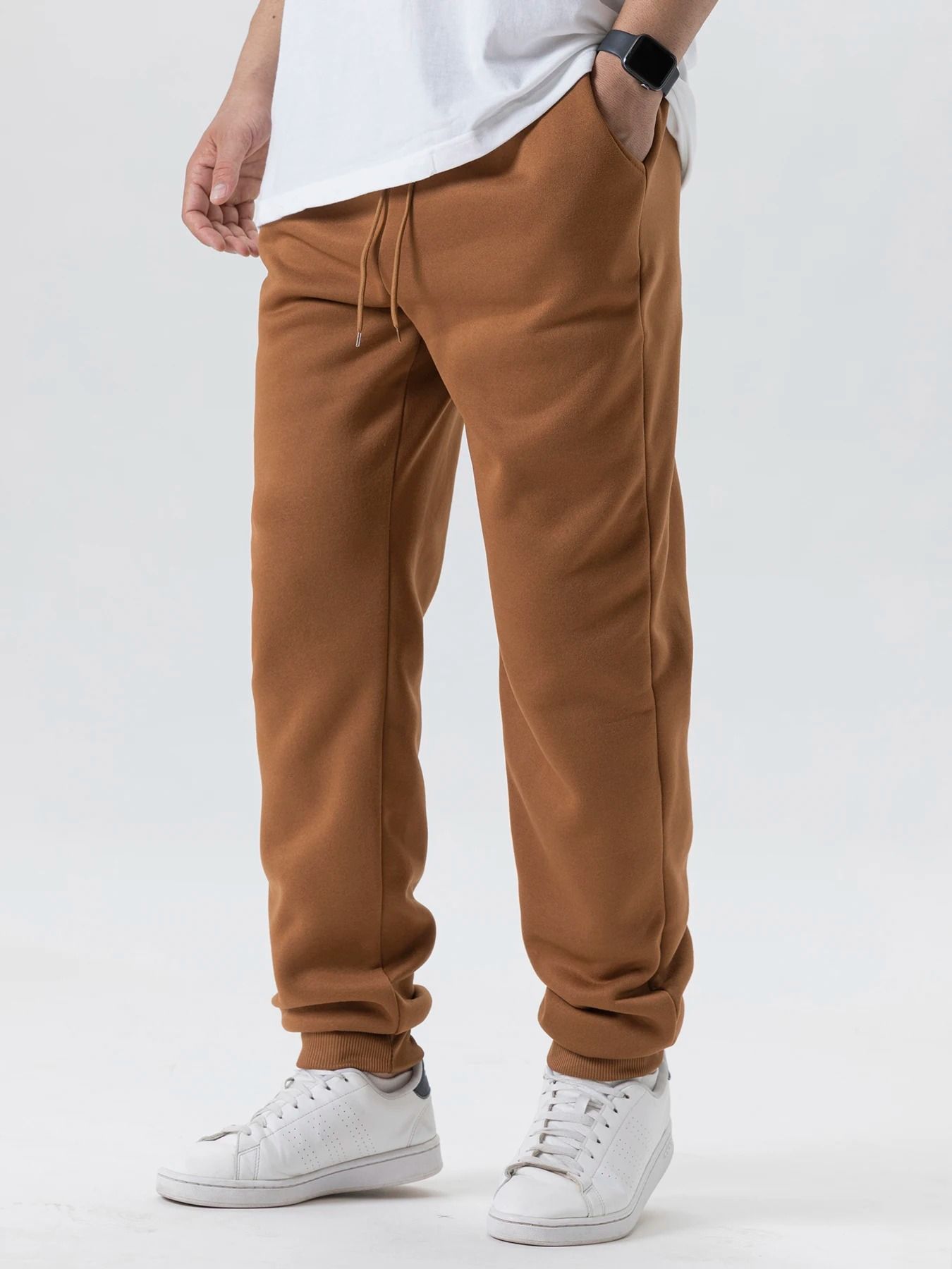 Mens Autumn Winter Fleece Sweatpants Baggy Joggers Elastic Waist