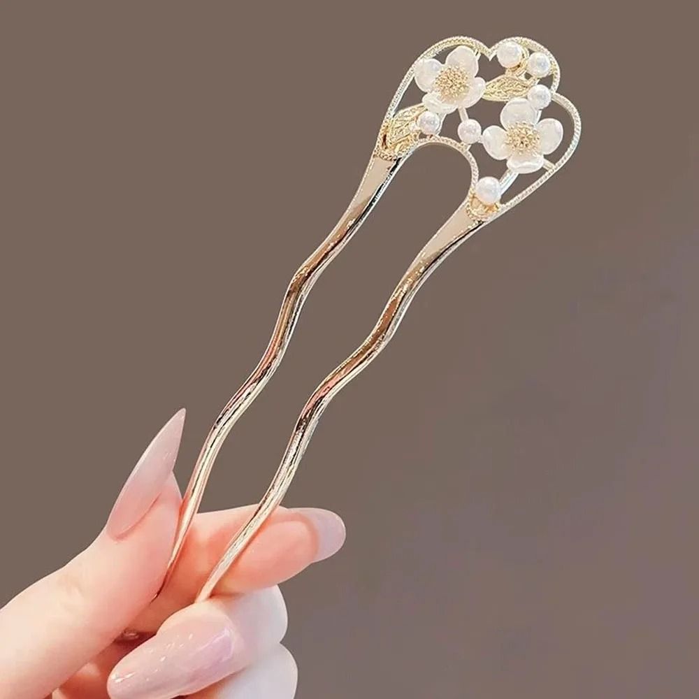 Pearl Flower U Shaped Hairpin