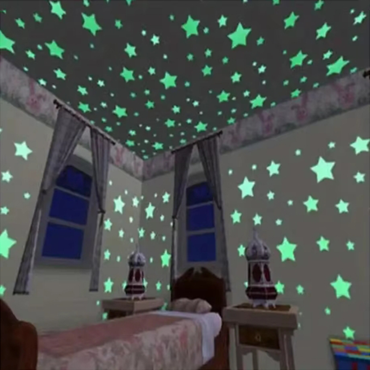 Fluorescent Stereo Wall Stickers Luminous Star Glow Stickers for Bedroom Wall Decoration