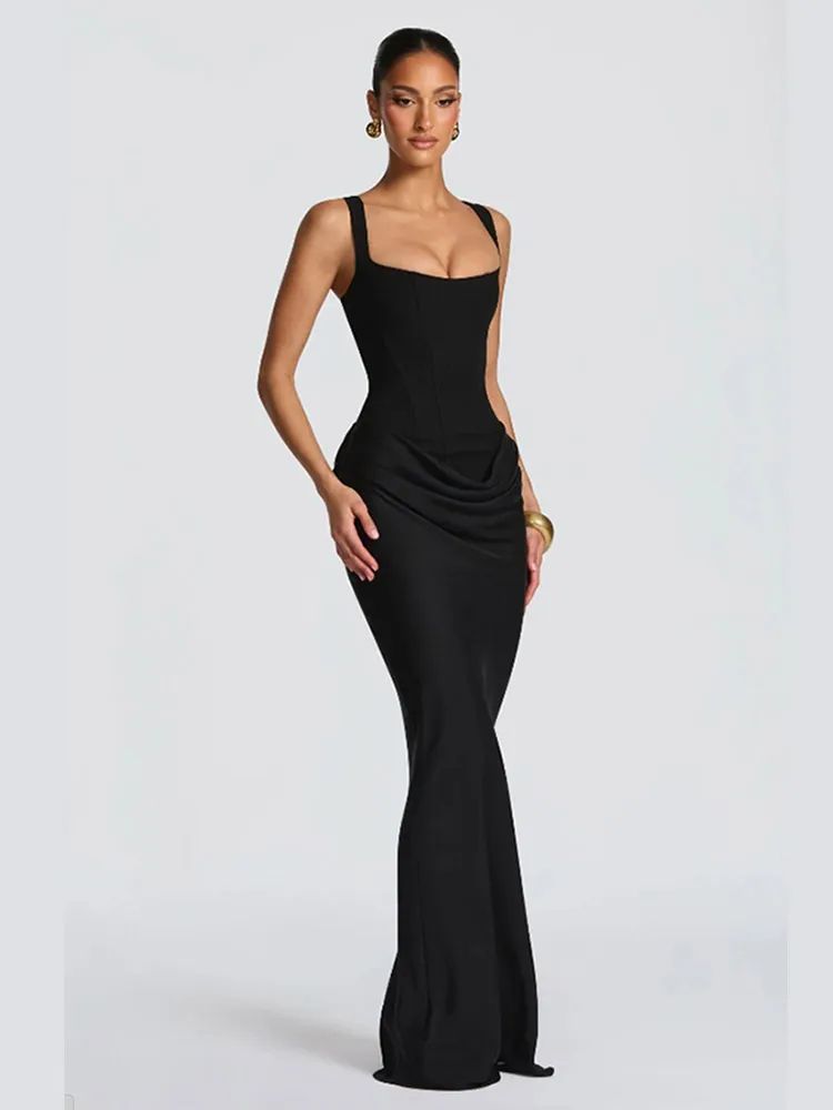 Luxe High Neck Sequin Maxi Dress – Elegant Sleeveless Wedding Guest Gown