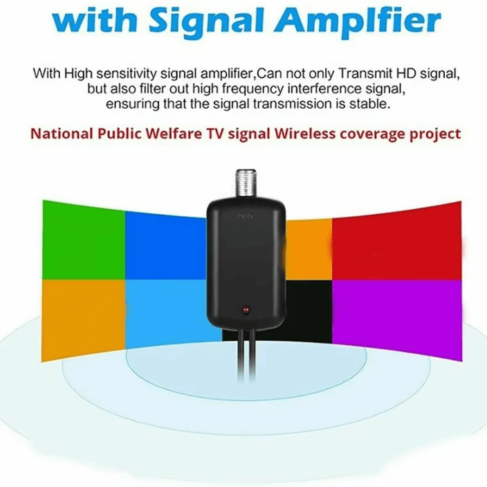 High Gain 4K Digital TV Antenna with EU Plug and Active Signal Booster
