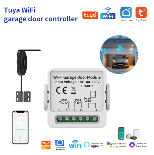 WG01 Tuya Smart Life Garage Door Opener – Dry Contact Smart Switch with Voice Control