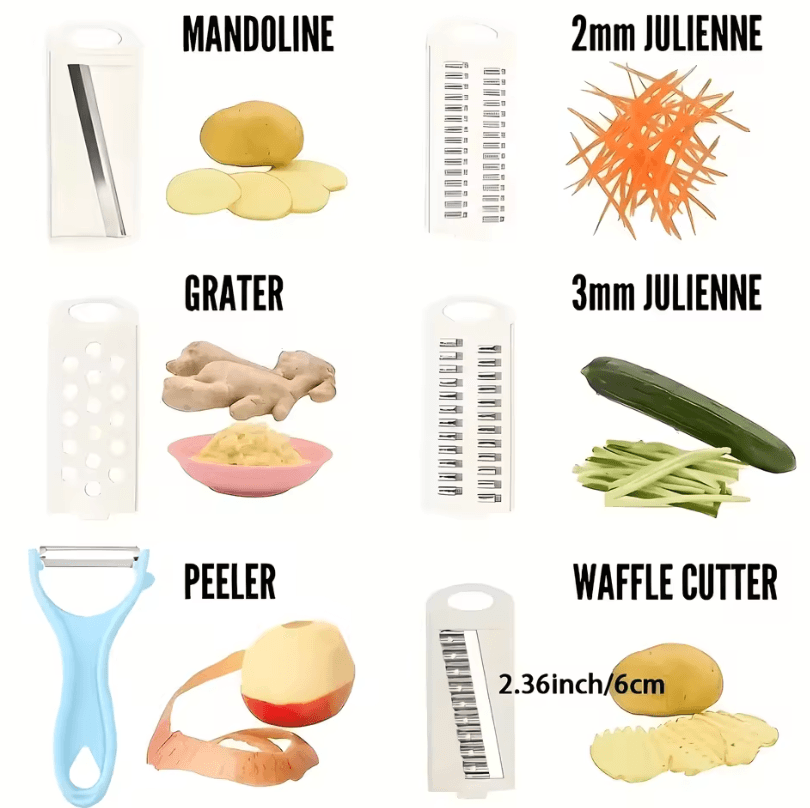 5-in-1 Manual Vegetable & Fruit Slicer Set Multifunctional Food Grater Kitchen Utensils