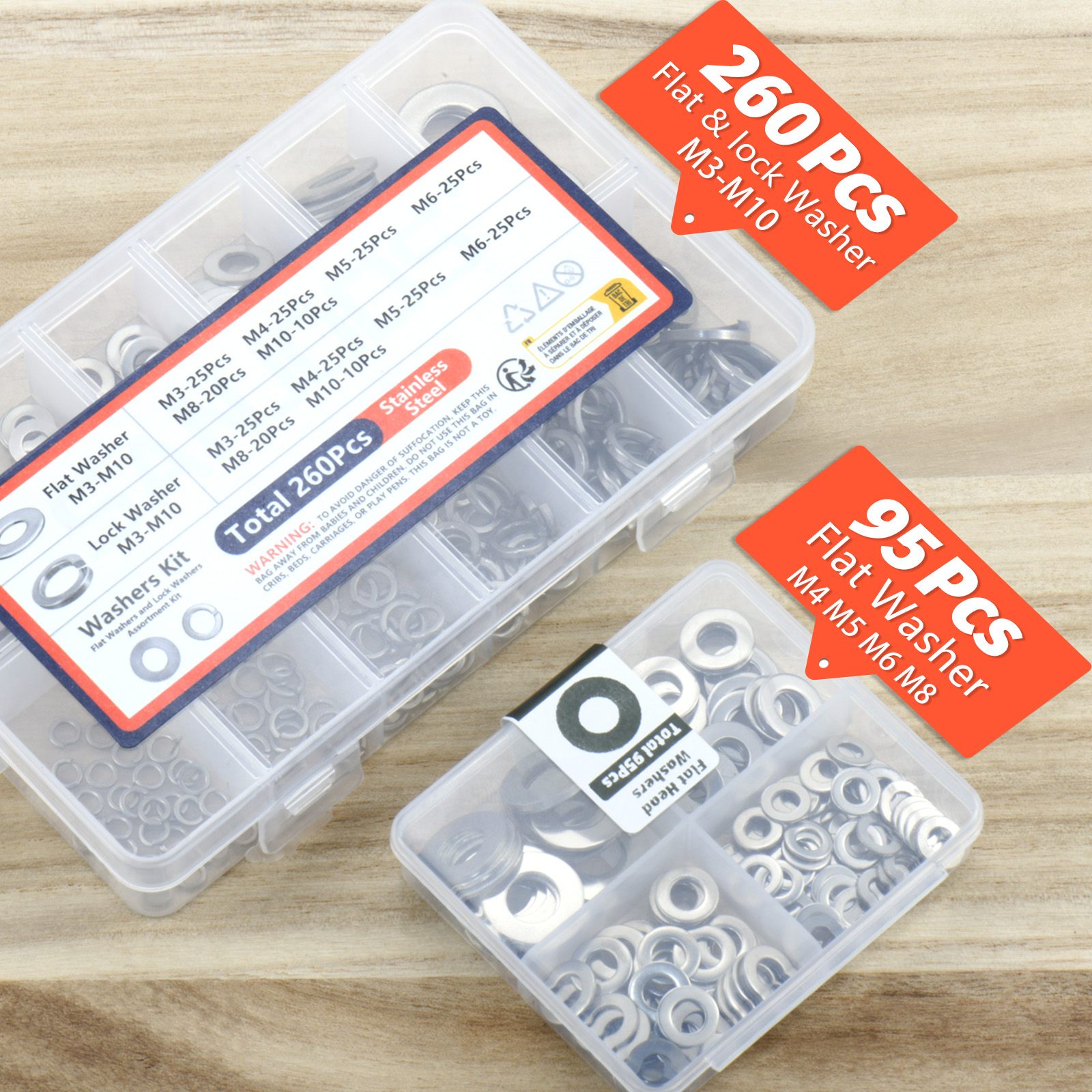 Premium Washer Kit,Stainless Steel Lock & Flat Washers (M3-M10),All Purpose Hardware Set for Metalworking & Mechanical