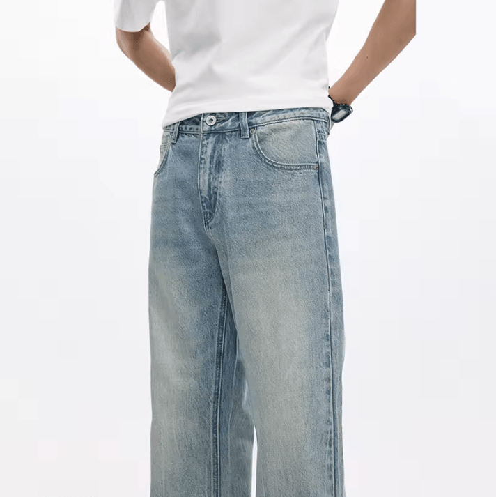 KSTUN Mens Flared Bootcut Jeans – Light Blue Streetwear Flare Denim Pants Loose Fit