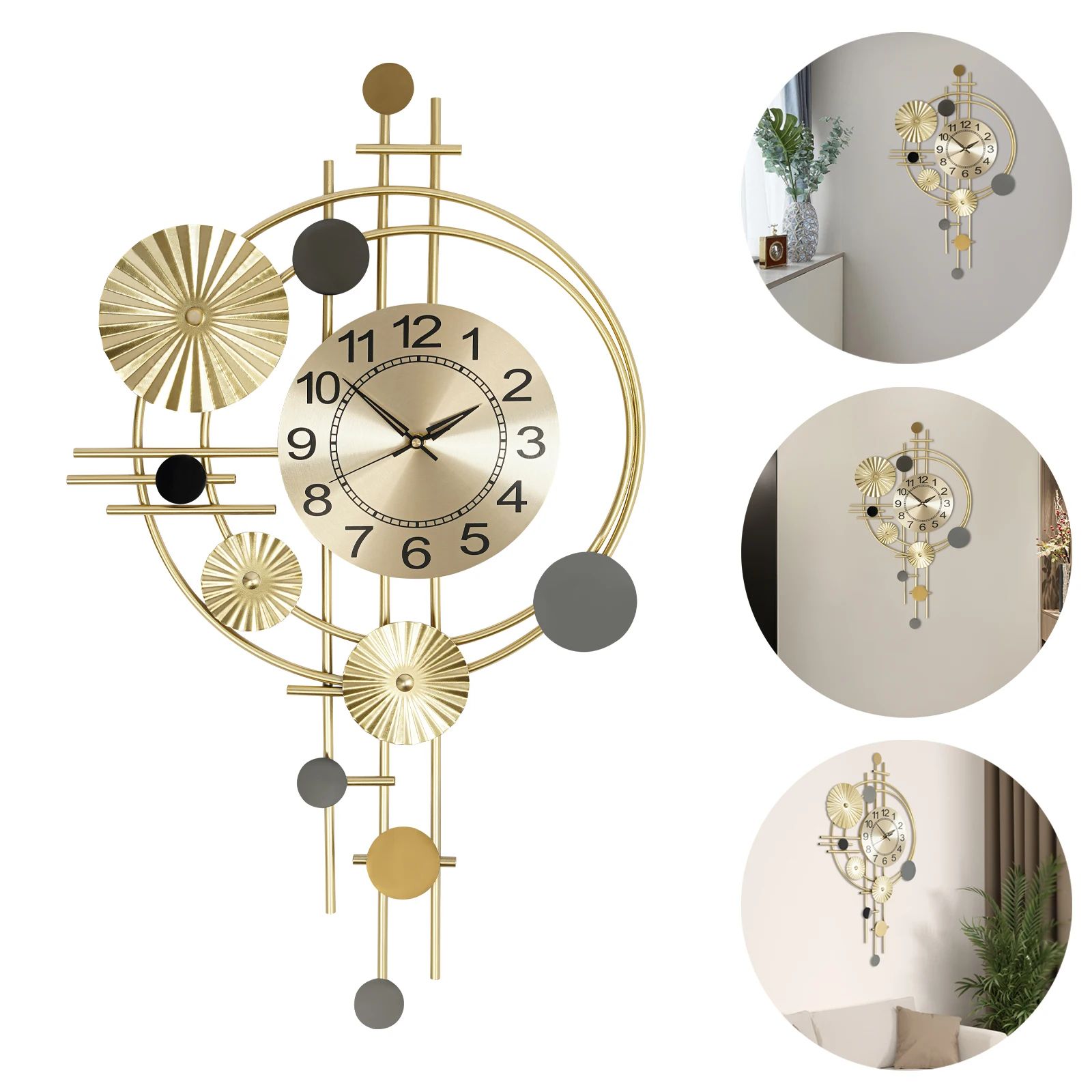 Modern Silent Decorative Iron Wall Clock for Living Room