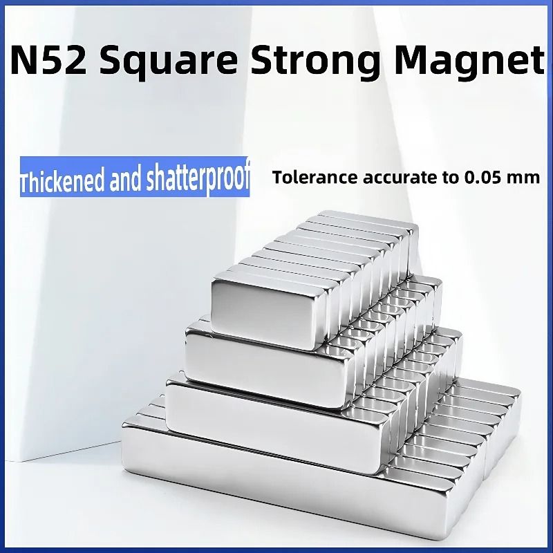 10pcs/lot N52 Square Neodymium Magnets | Ultra-Strong Rare Earth Industrial Magnets