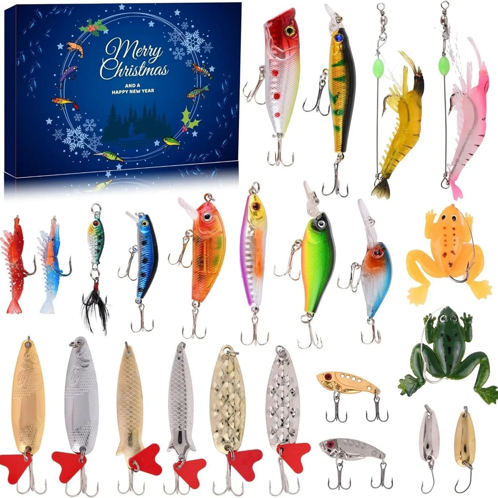 24-Day Fishing Advent Calendar – Christmas Surprise Countdown Set – Professional Fishing Gear Mystery Box