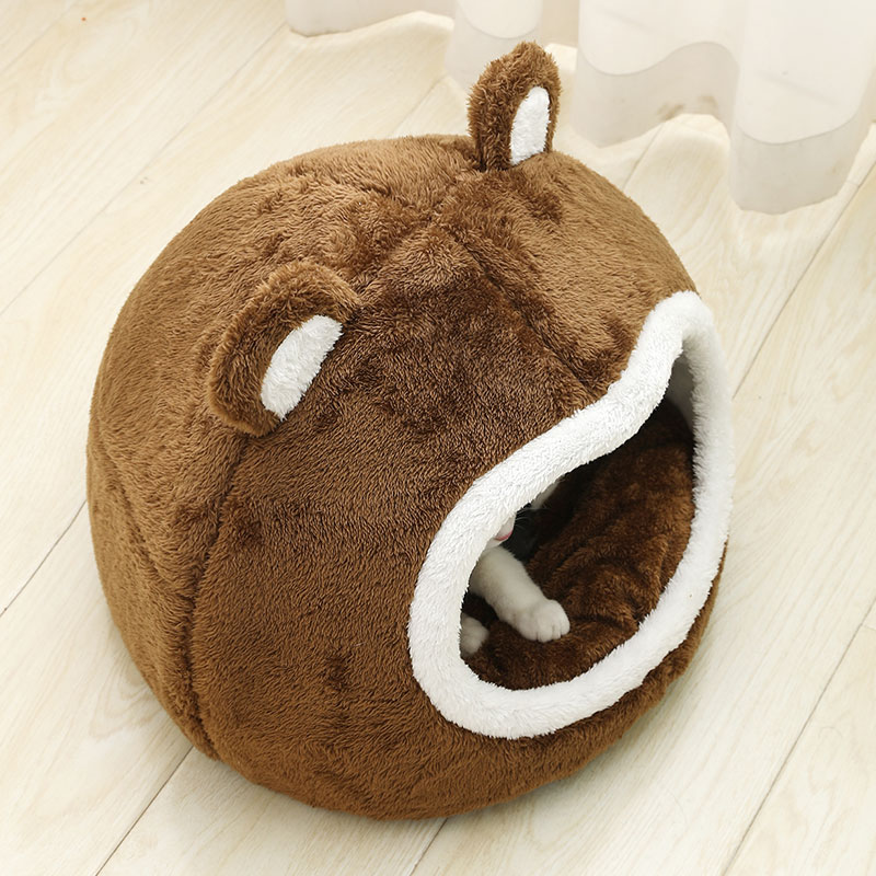 Funny Cat Bed Warm, Pet House Soft Long Plush Kitten, Lounger Cushion Small Dogs Tent, Cave Beds for Cozy Cat House Mat