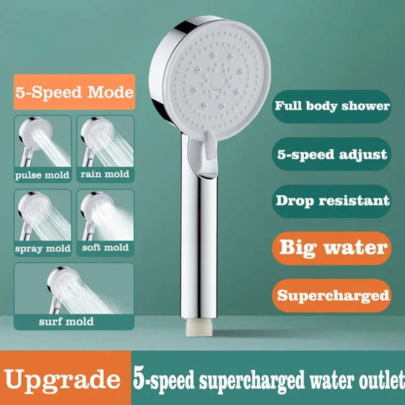 Adjustable High Pressure Shower Head with Hose, Water Saving One-Key Stop Spray Nozzle, Bathroom Shower