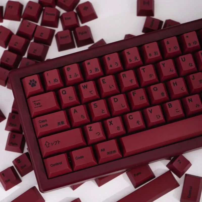 140 Key Minimalist Red Keycap Set PBT Cherry Profile for Mechanical Keyboards