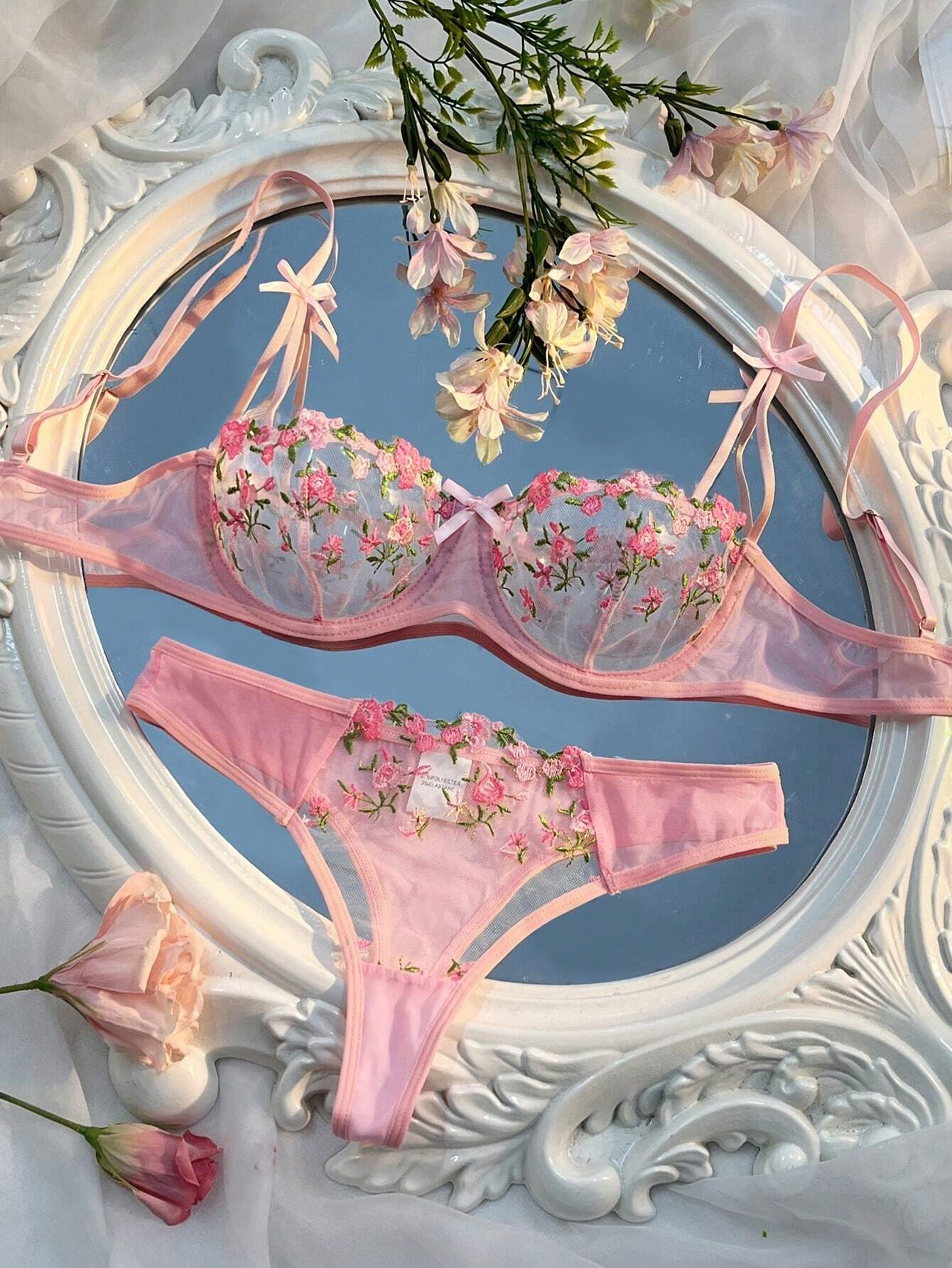 Sexy Lingerie Women Thin Transparent Lace, See Through Female Erotic Underwear, Bra And Panty Set, Sleepwear Suit