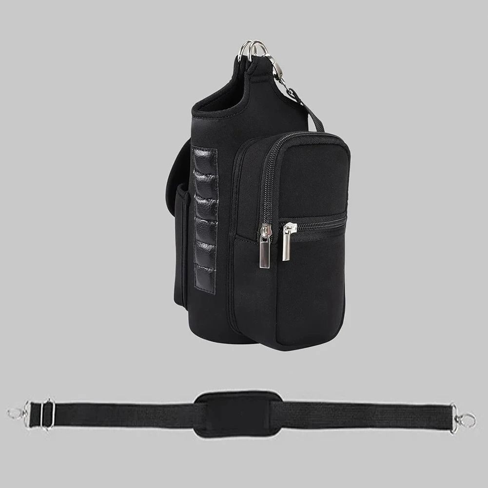 Magnetic Water Bottle Holder with Phone Pocket and Shoulder Strap