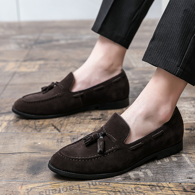 Frosted Leather Tassel Loafers, High Quality Mens Slip On Shoes, Comfortable Male Driving Flats, All-match Antiskid Foot