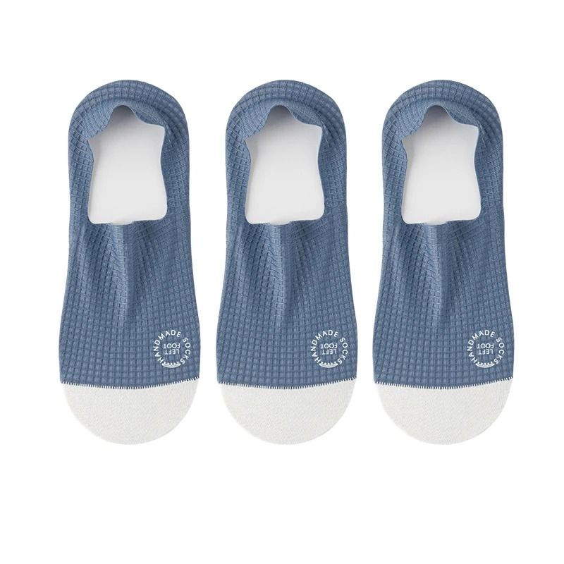 Premium Men's Invisible Boat Socks | 3-Pair High-Quality Waffle Pattern Set