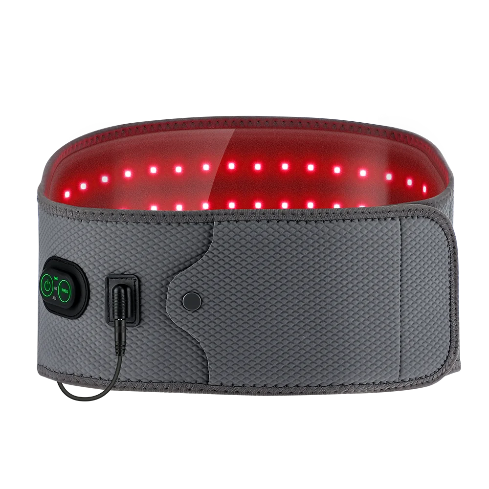 Rechargeable Lumbar Massager, Portable LED Red Light Waist Device, Near Infrared Belt for Back Relief
