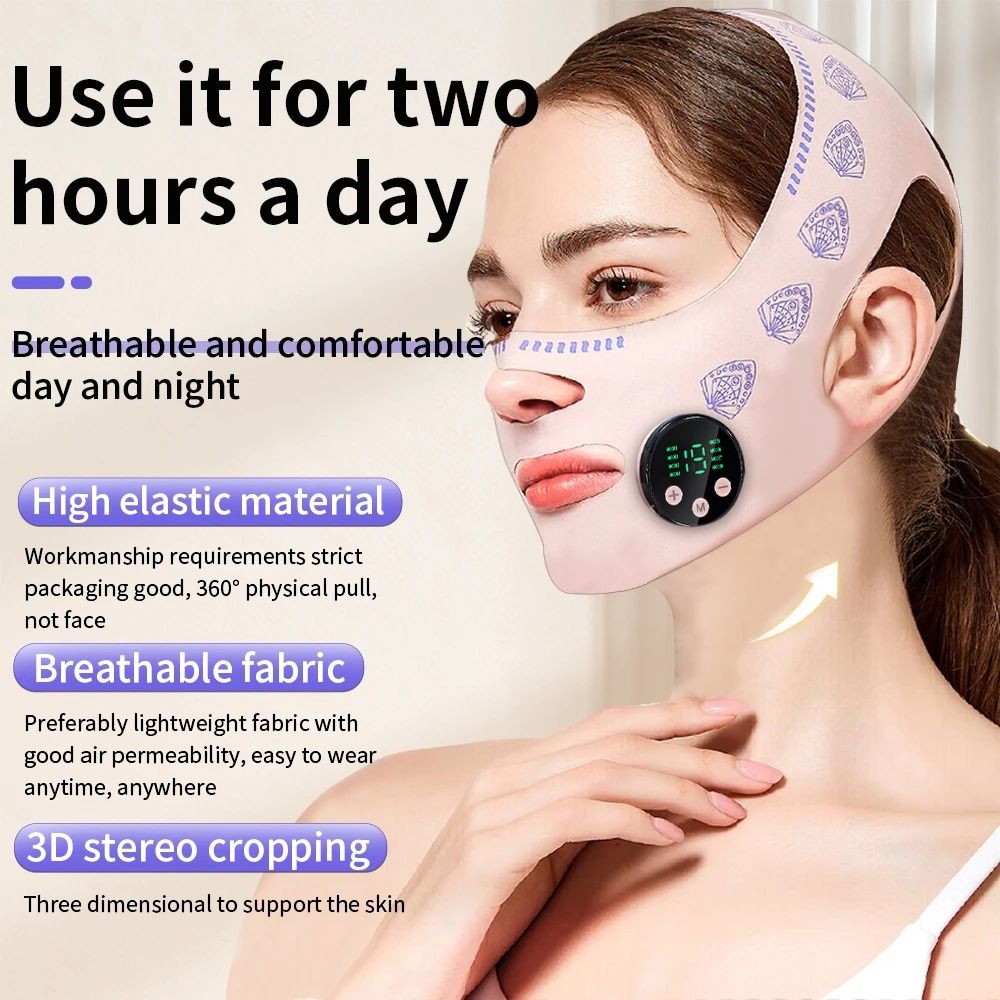 Rechargeable EMS Facial V-Line Lifting Massager – Double Chin & Cheek Contouring Mask