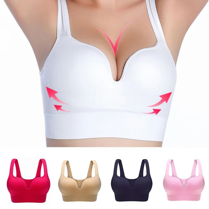 FlexLift Seamless Push Up Sports Bra – Wireless Padded Gym & Running Support