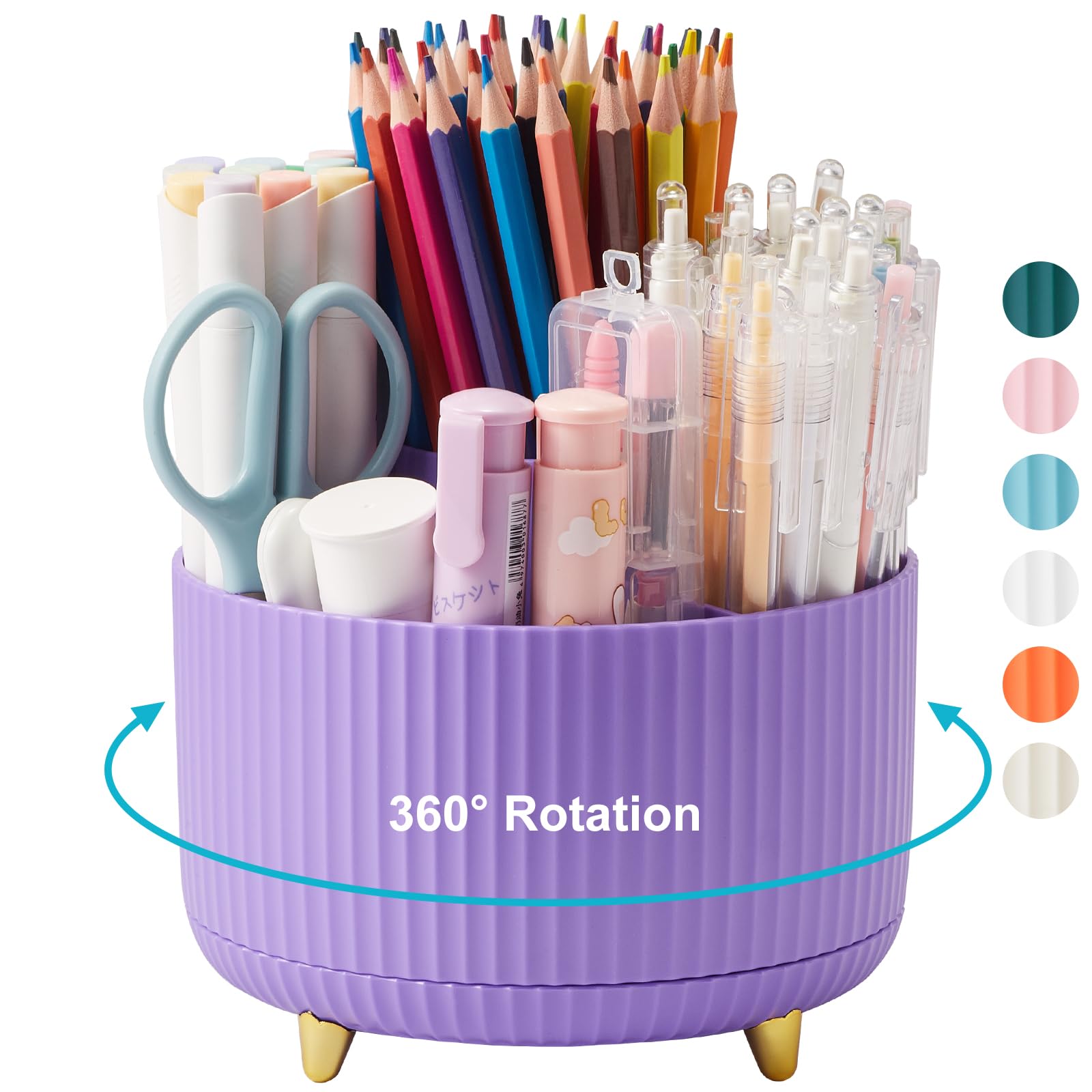 Cute Pen Holder, Rotating Pencil Storage Box, Stationery Storage Bag for Desktop