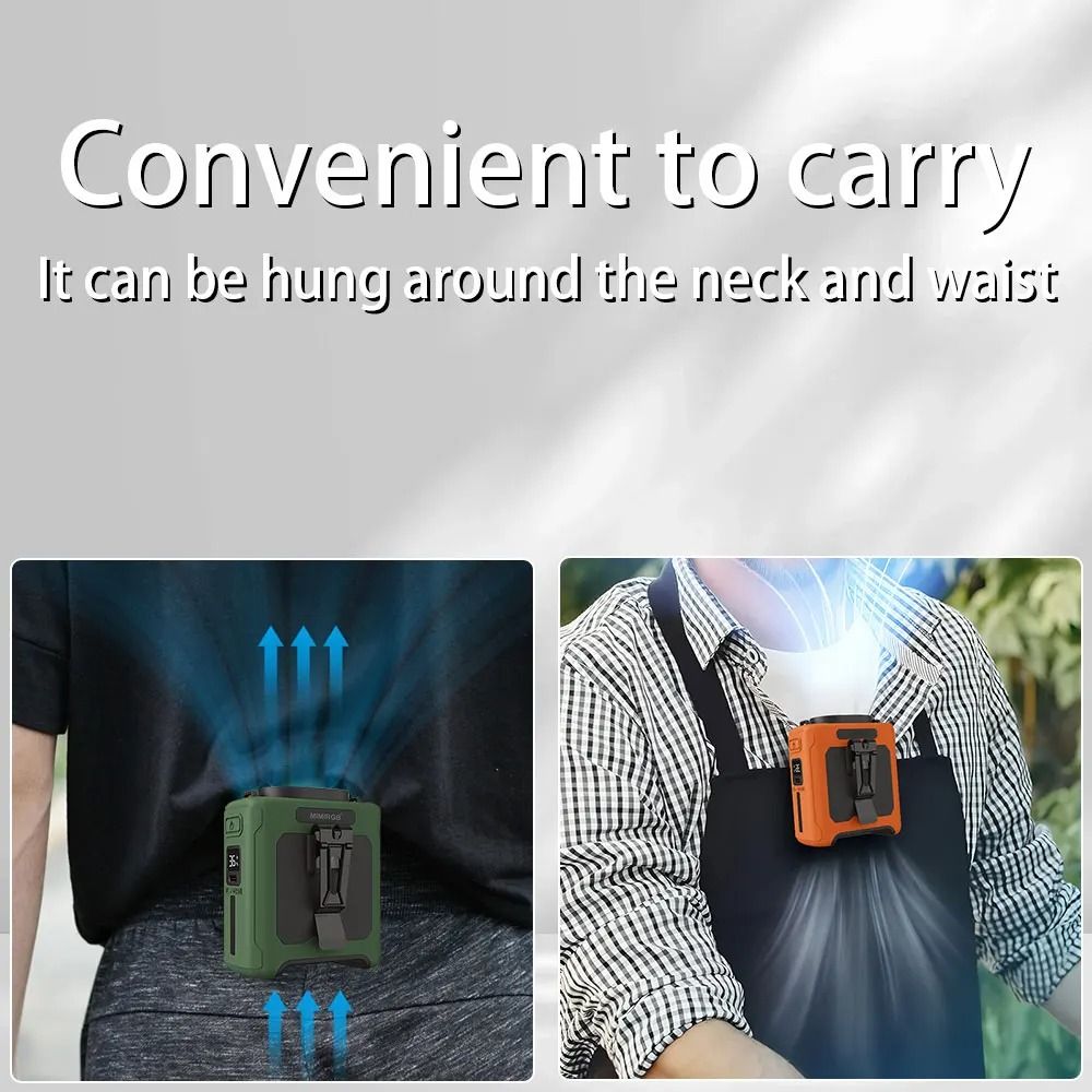10000mAh Waist Fan 5 Speeds with Light Wearable Neck Fan