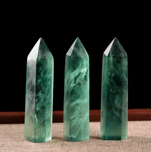 Natural Green Fluorite Crystal Wand – Polished Fluorite Crystal Point for Healing & Decor