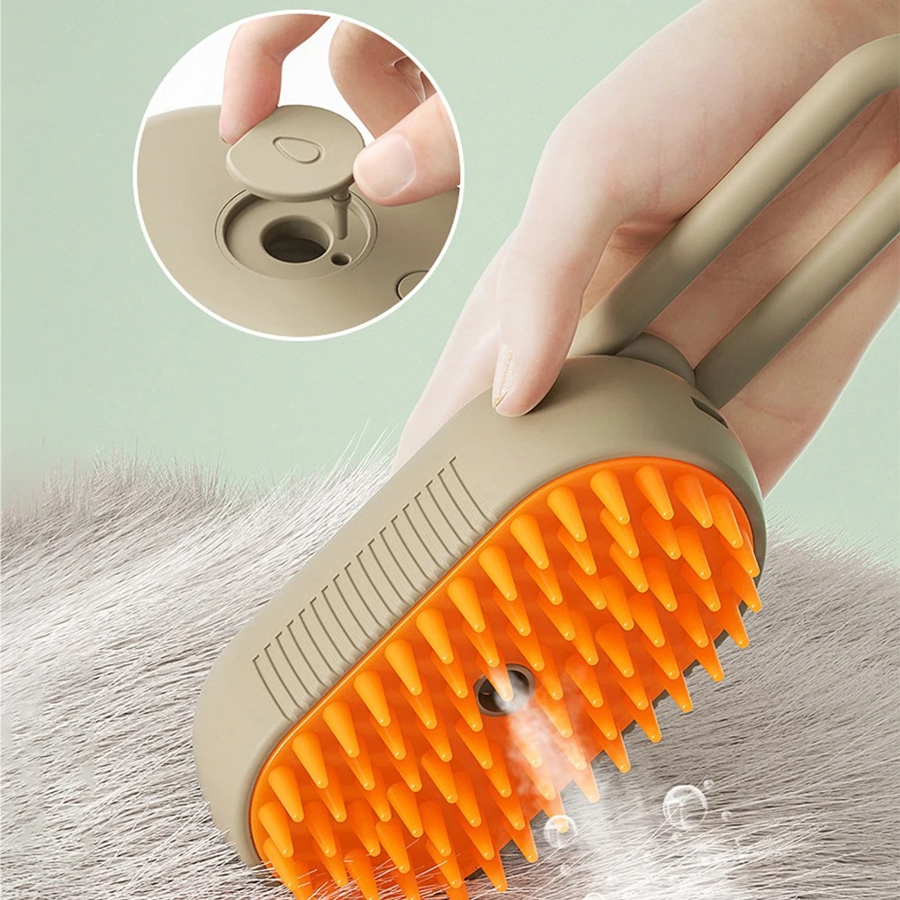 3-in-1 Electric Pet Spray Brush – Water Dog Grooming Tool with Soft Silicone Bristles, USB Rechargeable, Comb & Massage