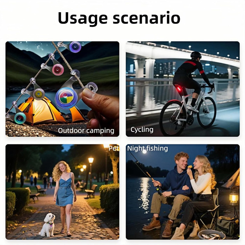 Colorful LED Camping Taillights Waterproof, Adjustable Modes, Easy to Install for Bikes and Outdoor Adventures