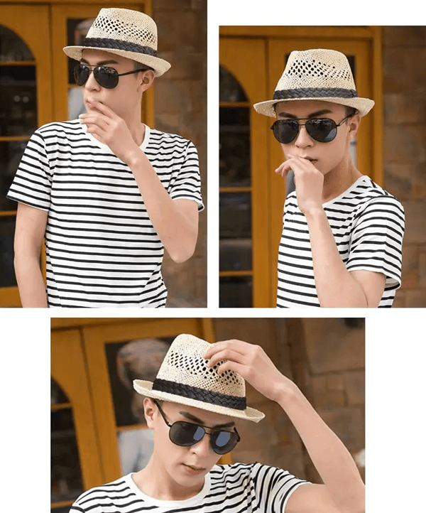 Classic Summer Straw Fedora Hat Lightweight Sun Hat for Men and Women