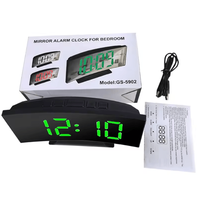 Large LED Digital Alarm Clock – Temperature Display Bedside Clock with Adjustable Brightness