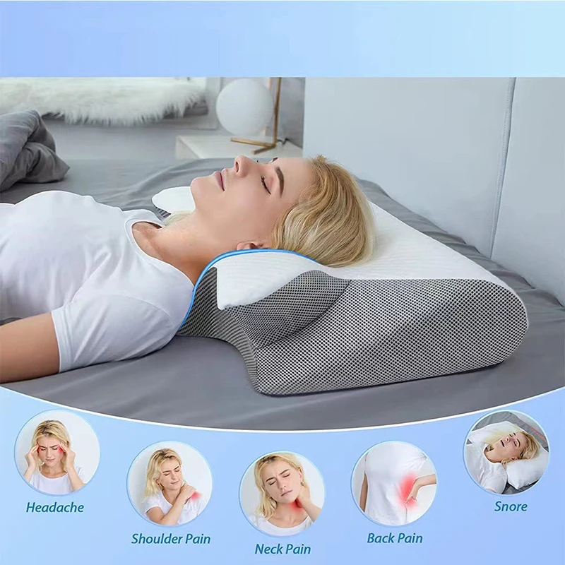 Ergonomic Memory Foam Travel Pillow for Neck Pain Relief Ideal for Home & Travel Comfort