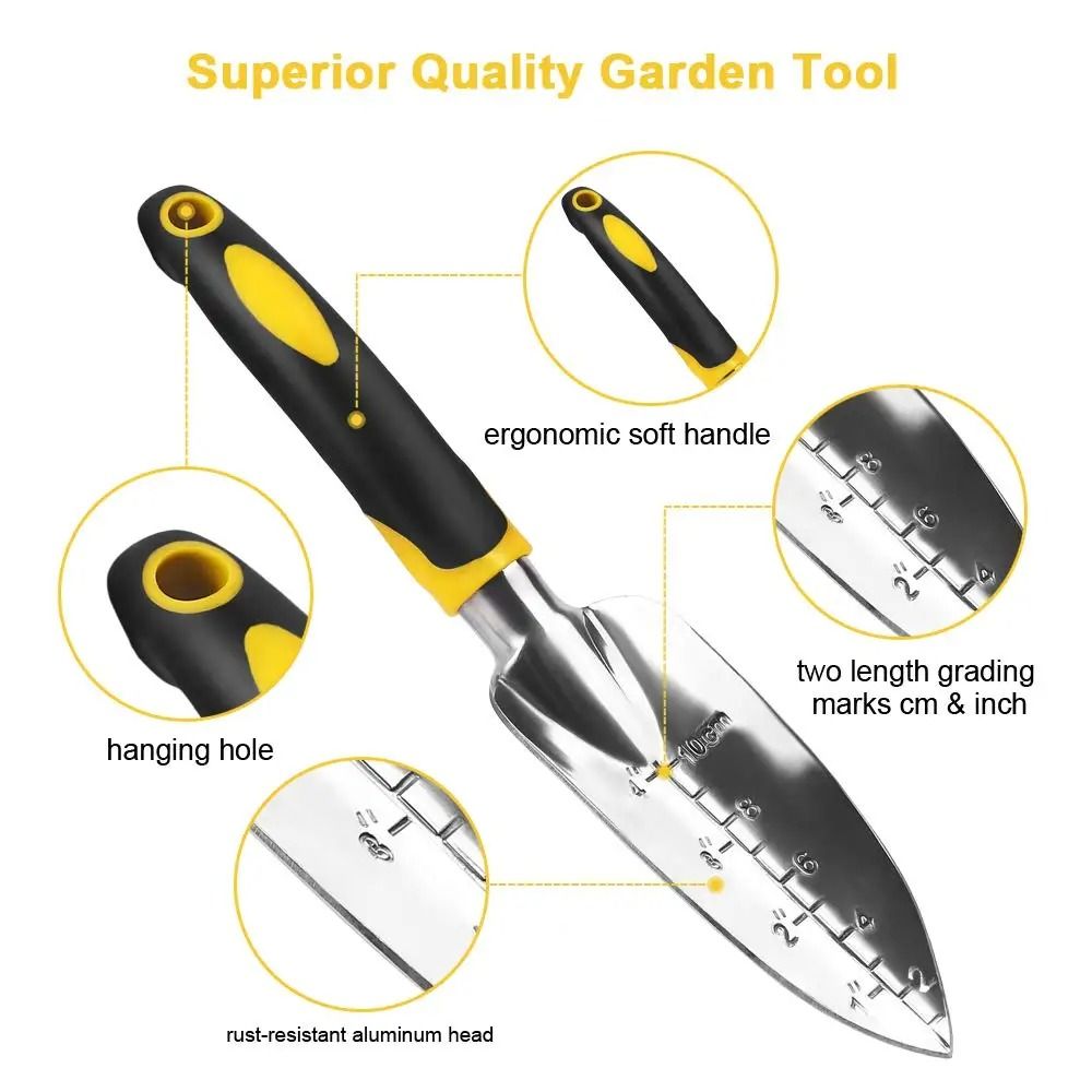 Garden Hand Tool with Ergonomic Handle for Planting and Soil Care
