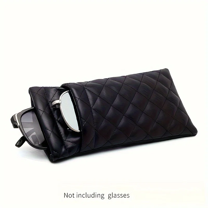 Portable PU Leather Sunglasses Case, Soft Eyeglasses Pouch, Easy-to-Use Squeeze Case for Protection