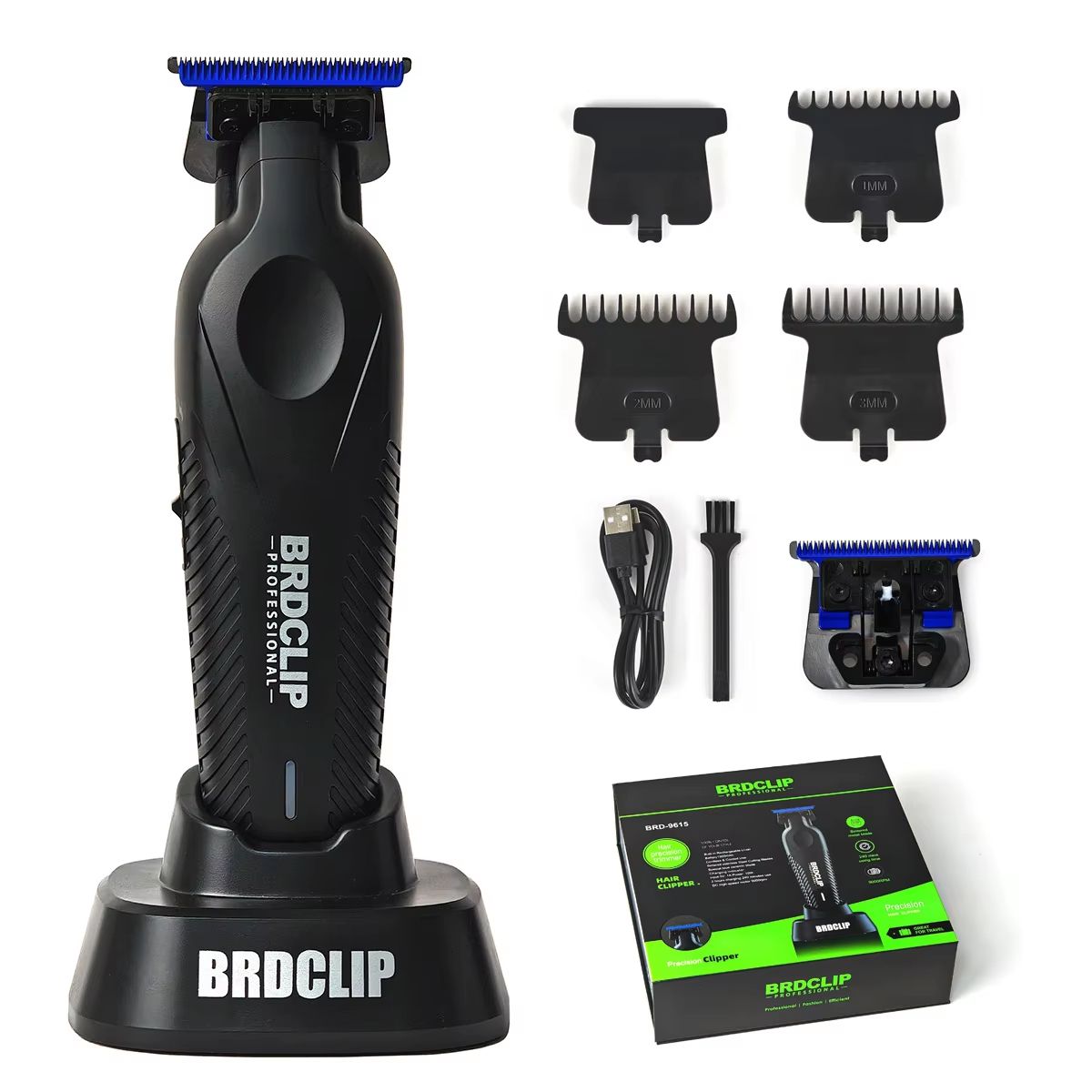 BRDCLIP BRD9615 Professional Mens Hair Trimmer 9000RPM High Speed Electric Clipper with DLC Blue Blade