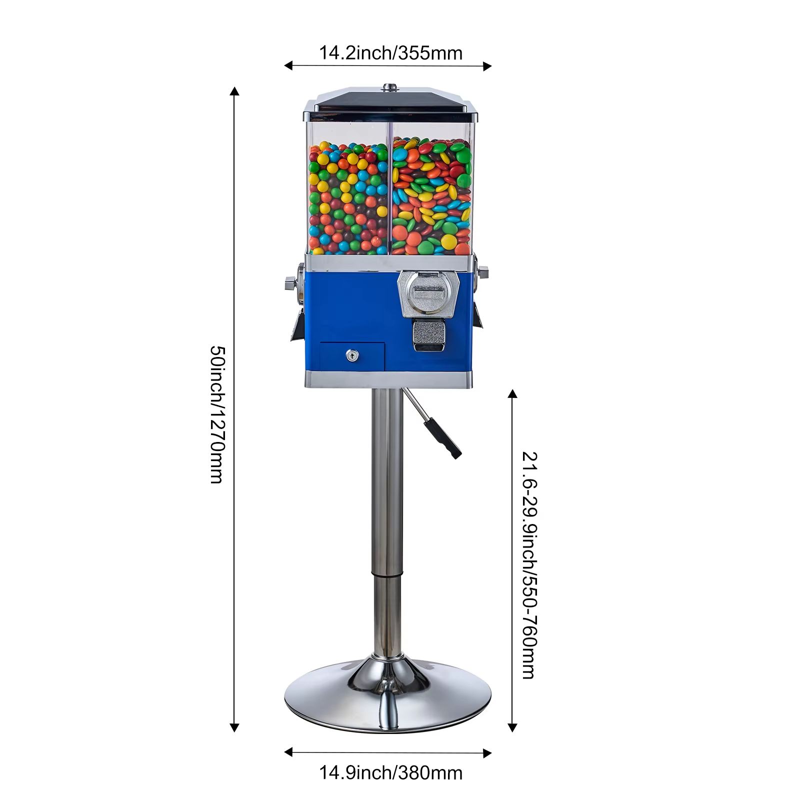 Rotatable Commercial Candy Vending Machine, Stand, Toy Capsules, Bouncy Balls, Nut Compartment