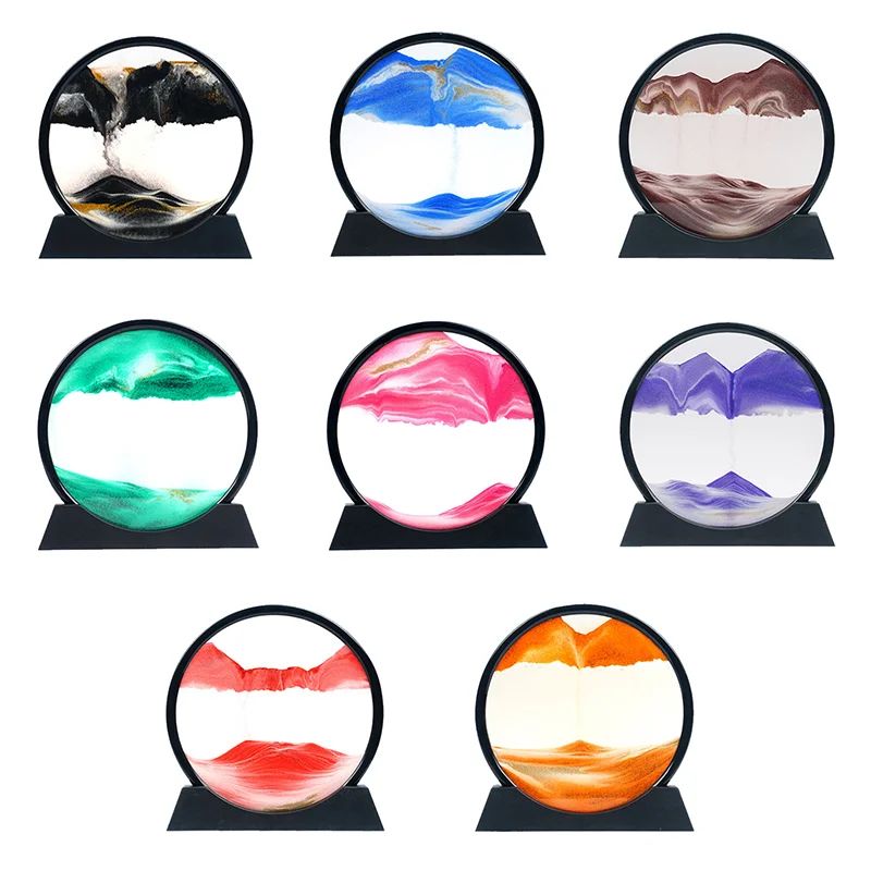 Premium Moving Sand Art Picture Round Hourglass Deep Sea Sandscape Decor