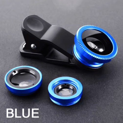 3-in-1 Smartphone Camera Lens Kit – Fisheye, Wide Angle & Macro Clip-On Lens