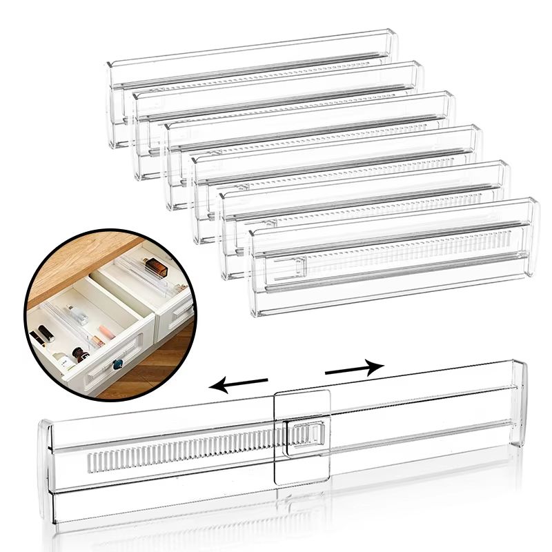 Adjustable Transparent Drawer Dividers for Kitchen, Office, Makeup and More