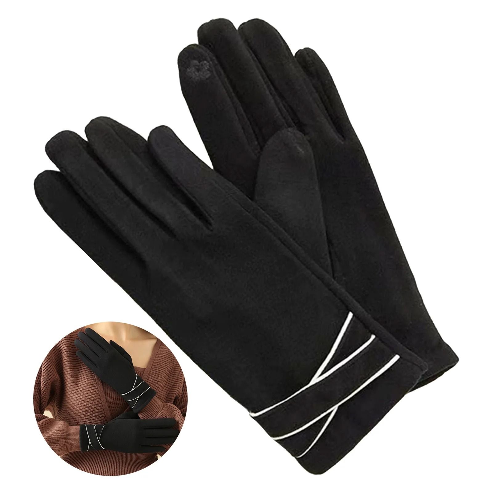 Warm Womens Touchscreen Gloves Fleece Lined Windproof Winter Riding Gloves