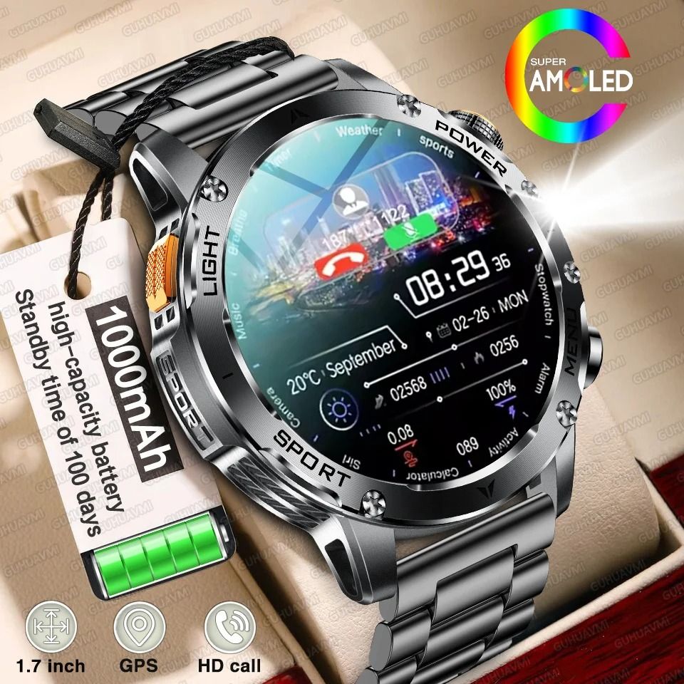 1.7-inch AMOLED Elite Smartwatch | 1000mAh Power Reserve & GPS | Executive NFC Bluetooth Call Fitness System