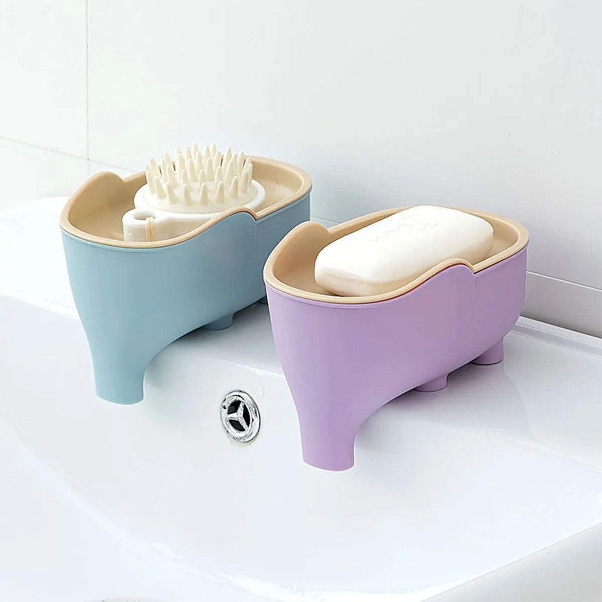 Elephant Shaped Double Layer Soap Box For Bathroom And Sink