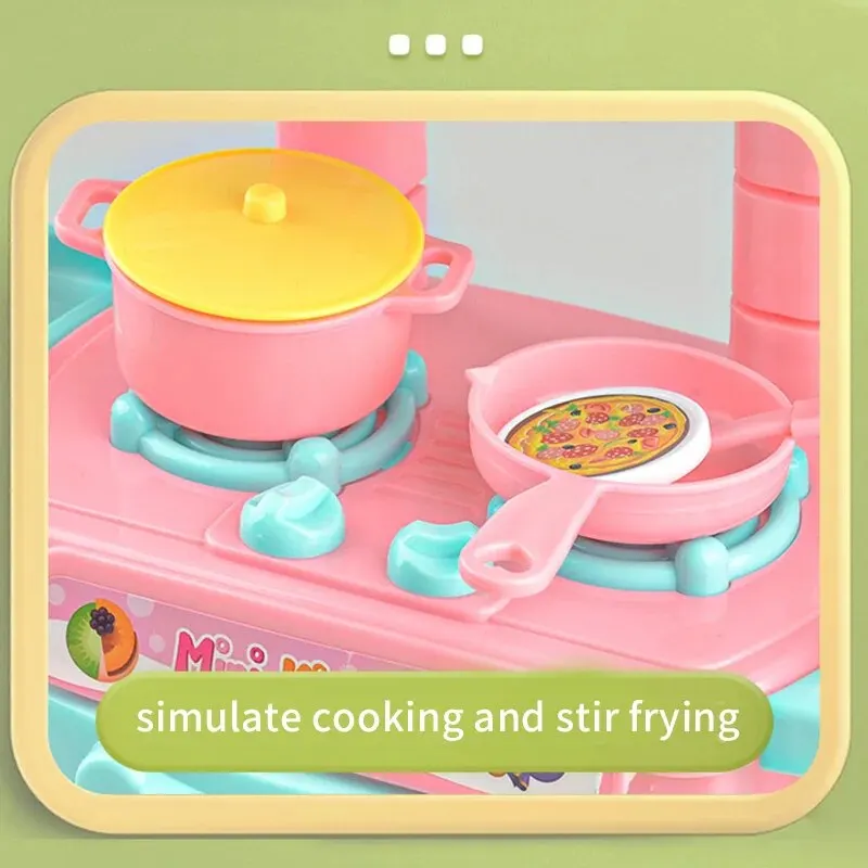 Mini Kitchen Play Set for Kids DIY Cooking Food Tableware Toy for Boys and Girls