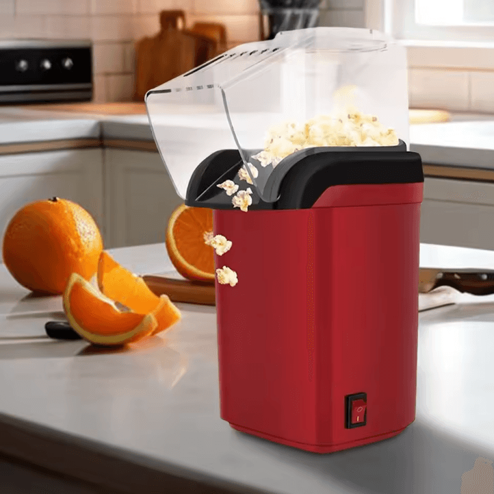 HOMEFISH Mini Electric Popcorn Machine – Hot Air Oil-Free Popcorn Maker for Home Kitchen