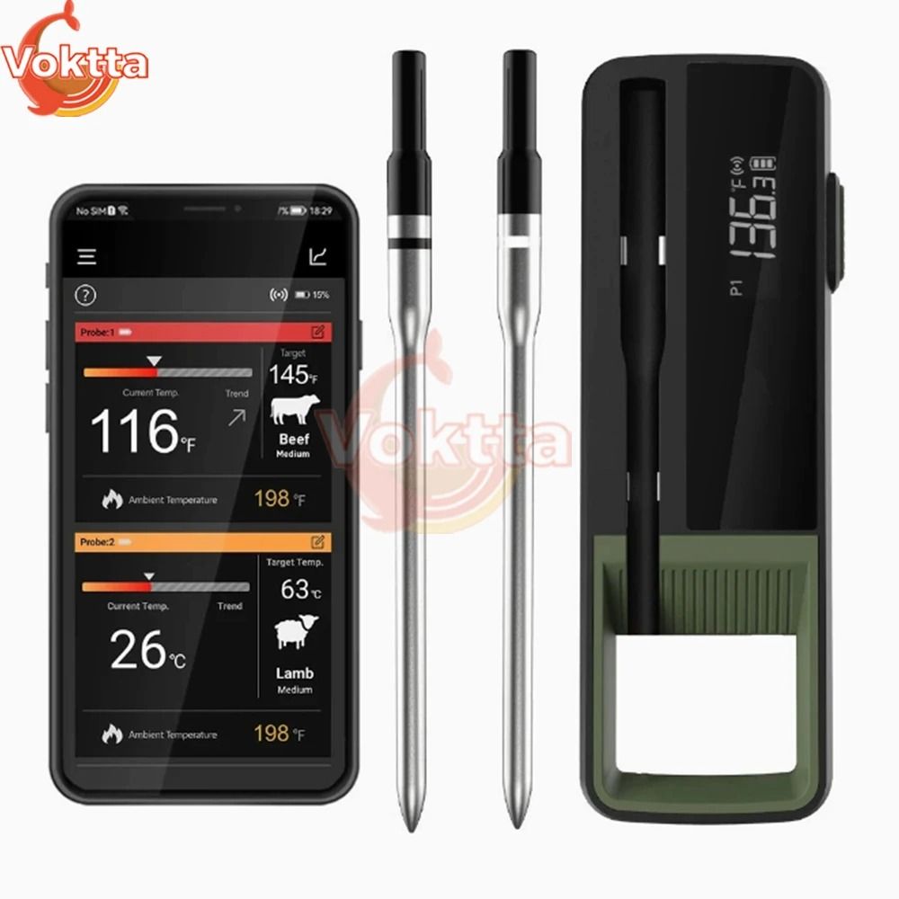 Wireless Bluetooth Food Thermometer With Waterproof Probe And App Control