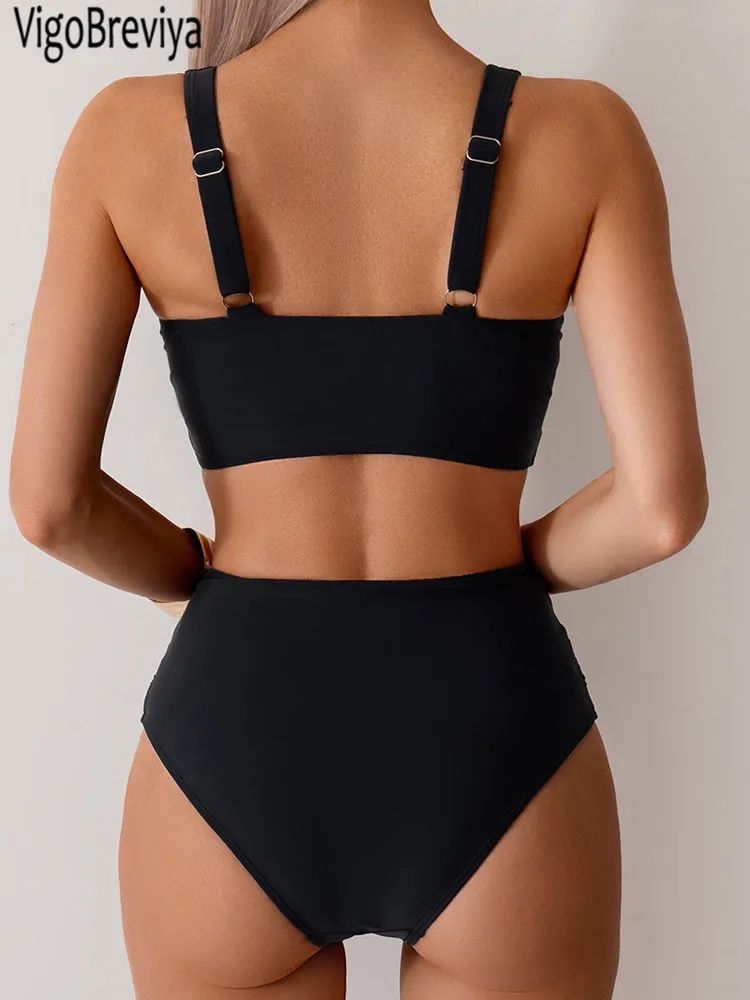 VigoBreviya Strapped High Waist Push Up Bikini Set
